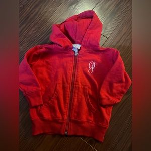 Monogram P red hooded jacket